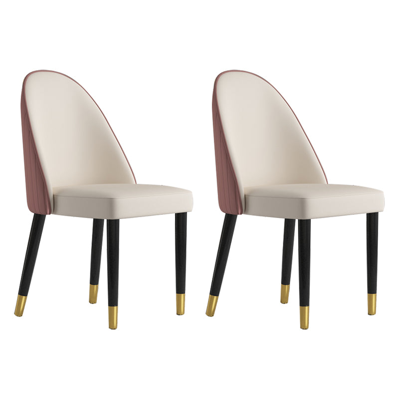 Scandinavian Style Dining Chair Wood Dining Room Armless Cushioned Parsons Chair (Set of 2) Pink-White Clearhalo ' kitchen&dining_furn' 'Dining Chairs' 'Dining Tables & Seating' 'dining_chair' 'furn' 'furn_dining_chair' 'Furniture' 'furniture_dining_chair' 'Kitchen & Dining Furniture' 'kitchen' 4040067