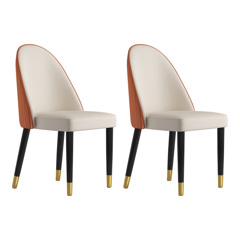 Scandinavian Style Dining Chair Wood Dining Room Armless Cushioned Parsons Chair (Set of 2) White-Saffron Clearhalo ' kitchen&dining_furn' 'Dining Chairs' 'Dining Tables & Seating' 'dining_chair' 'furn' 'furn_dining_chair' 'Furniture' 'furniture_dining_chair' 'Kitchen & Dining Furniture' 'kitchen' 4040068