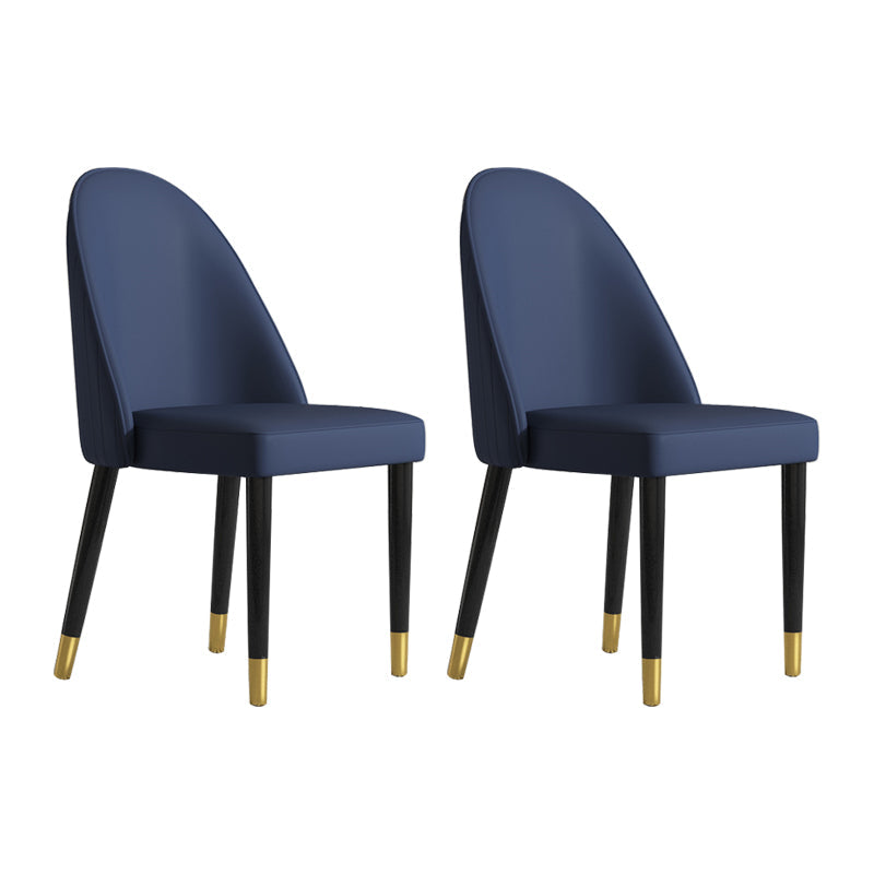Scandinavian Style Dining Chair Wood Dining Room Armless Cushioned Parsons Chair (Set of 2) Dark Blue Clearhalo ' kitchen&dining_furn' 'Dining Chairs' 'Dining Tables & Seating' 'dining_chair' 'furn' 'furn_dining_chair' 'Furniture' 'furniture_dining_chair' 'Kitchen & Dining Furniture' 'kitchen' 4040070