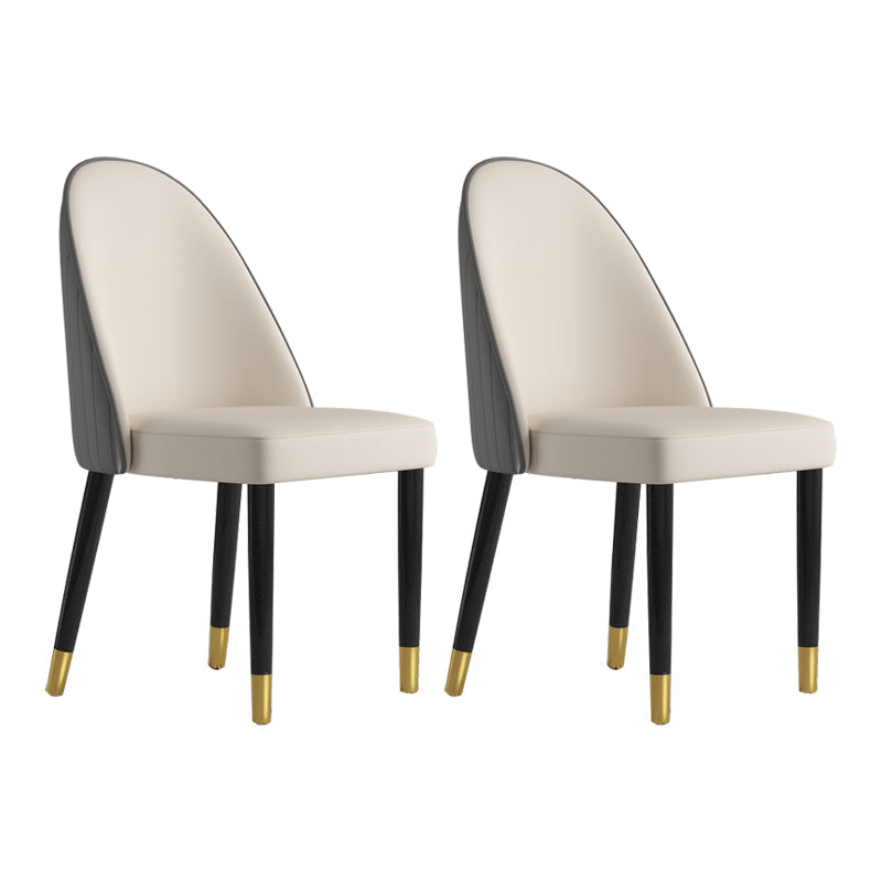 Scandinavian Style Dining Chair Wood Dining Room Armless Cushioned Parsons Chair (Set of 2) Gray-White Clearhalo ' kitchen&dining_furn' 'Dining Chairs' 'Dining Tables & Seating' 'dining_chair' 'furn' 'furn_dining_chair' 'Furniture' 'furniture_dining_chair' 'Kitchen & Dining Furniture' 'kitchen' 4040072