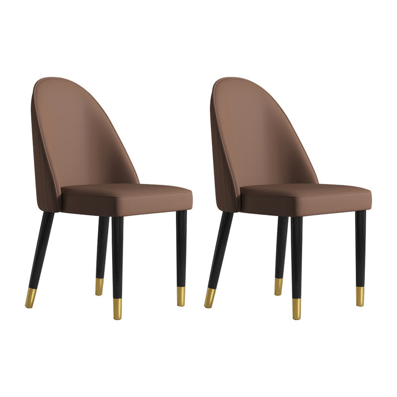 Scandinavian Style Dining Chair Wood Dining Room Armless Cushioned Parsons Chair (Set of 2) Coffee Clearhalo ' kitchen&dining_furn' 'Dining Chairs' 'Dining Tables & Seating' 'dining_chair' 'furn' 'furn_dining_chair' 'Furniture' 'furniture_dining_chair' 'Kitchen & Dining Furniture' 'kitchen' 4040074