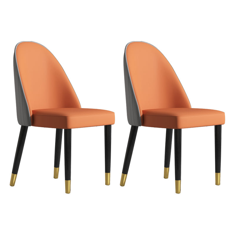 Scandinavian Style Dining Chair Wood Dining Room Armless Cushioned Parsons Chair (Set of 2) Orange-Gray Clearhalo ' kitchen&dining_furn' 'Dining Chairs' 'Dining Tables & Seating' 'dining_chair' 'furn' 'furn_dining_chair' 'Furniture' 'furniture_dining_chair' 'Kitchen & Dining Furniture' 'kitchen' 4040076
