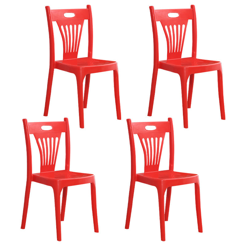 Nordic Style Dining Chairs Plastic Dining Armless Side Chairs for Kitchen (Set of 4 ) Red Clearhalo ' kitchen&dining_furn' 'Dining Chairs' 'Dining Tables & Seating' 'dining_chair' 'furn' 'furn_dining_chair' 'Furniture' 'furniture_dining_chair' 'Kitchen & Dining Furniture' 'kitchen' 4040085