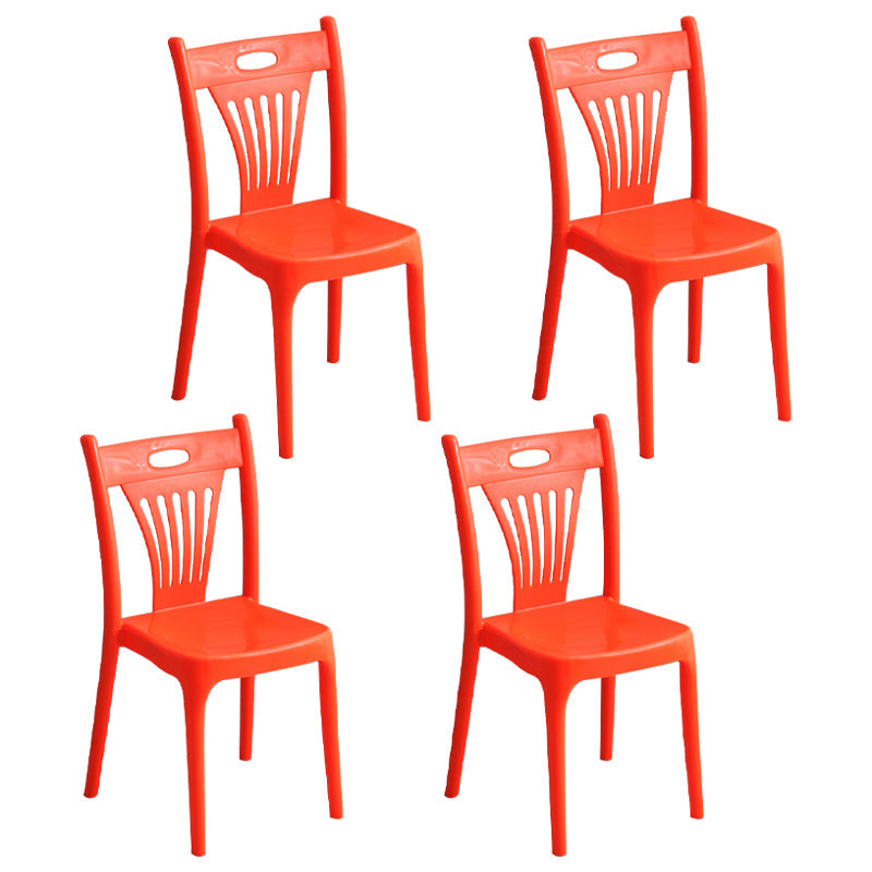 Nordic Style Dining Chairs Plastic Dining Armless Side Chair for Kitchen (Set of 4) Orange Clearhalo ' kitchen&dining_furn' 'Dining Chairs' 'Dining Tables & Seating' 'dining_chair' 'furn' 'furn_dining_chair' 'Furniture' 'furniture_dining_chair' 'Kitchen & Dining Furniture' 'kitchen' 4040112