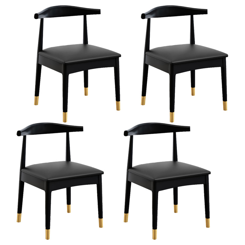 Scandinavian Style Wood Dining Chair Dining Room Armless Cow Horn Chair Matte Black 4 Piece Set Clearhalo ' kitchen&dining_furn' 'Dining Chairs' 'Dining Tables & Seating' 'dining_chair' 'furn' 'furn_dining_chair' 'Furniture' 'furniture_dining_chair' 'Kitchen & Dining Furniture' 'kitchen' 4040170