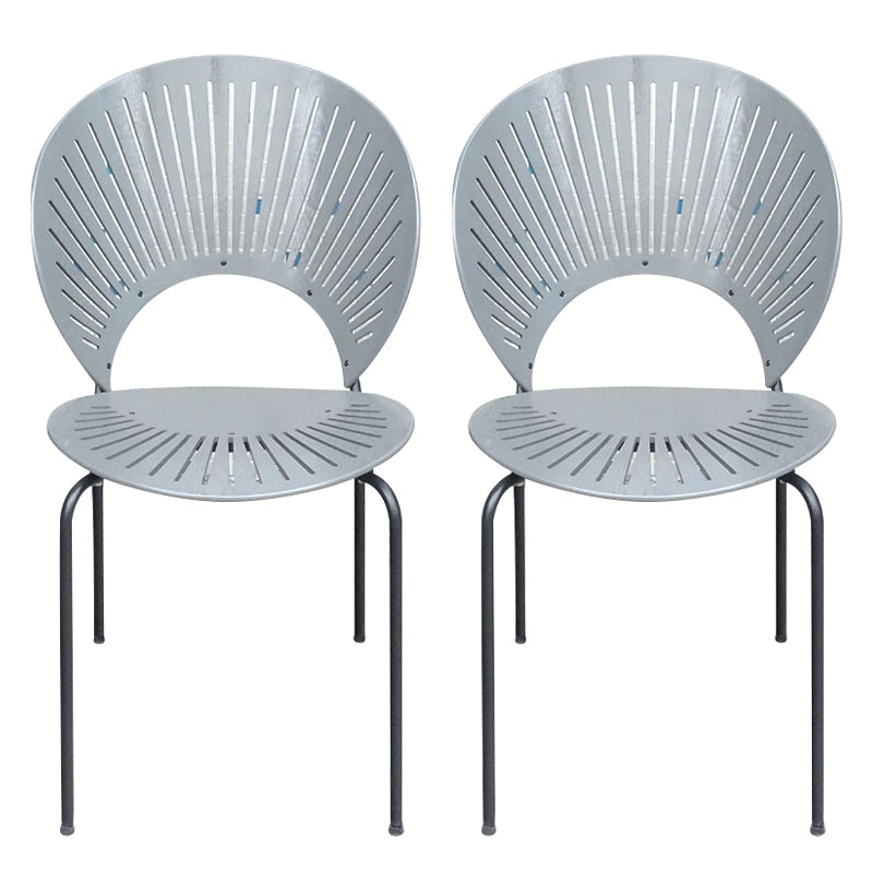 Industrial Metal Restaurant Dining Side Chair Matte Finish Open Back Dining Chair Grey 2 Piece Set Black Clearhalo ' kitchen&dining_furn' 'Dining Chairs' 'Dining Tables & Seating' 'dining_chair' 'furn' 'furn_dining_chair' 'Furniture' 'furniture_dining_chair' 'Kitchen & Dining Furniture' 'kitchen' 4040220