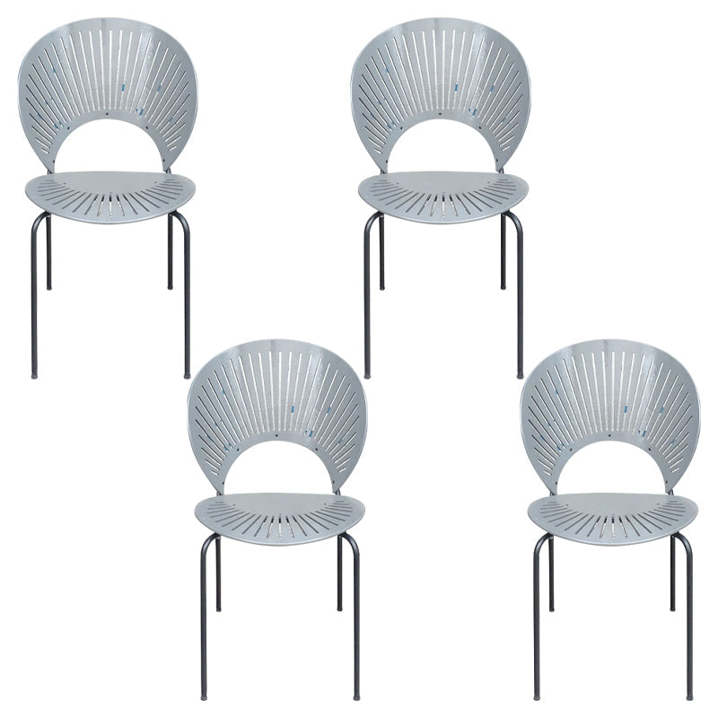 Industrial Metal Restaurant Dining Side Chair Matte Finish Open Back Dining Chair Grey 4 Piece Set Black Clearhalo ' kitchen&dining_furn' 'Dining Chairs' 'Dining Tables & Seating' 'dining_chair' 'furn' 'furn_dining_chair' 'Furniture' 'furniture_dining_chair' 'Kitchen & Dining Furniture' 'kitchen' 4040222
