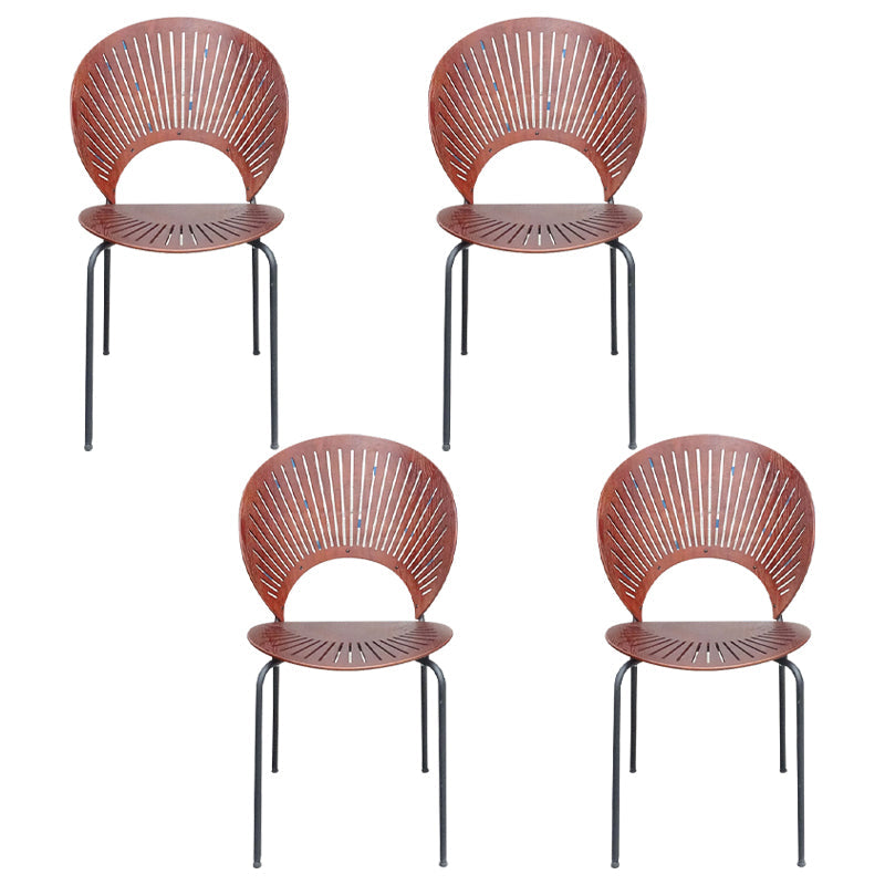 Industrial Metal Restaurant Dining Side Chair Matte Finish Open Back Dining Chair Brown 4 Piece Set Black Clearhalo ' kitchen&dining_furn' 'Dining Chairs' 'Dining Tables & Seating' 'dining_chair' 'furn' 'furn_dining_chair' 'Furniture' 'furniture_dining_chair' 'Kitchen & Dining Furniture' 'kitchen' 4040228