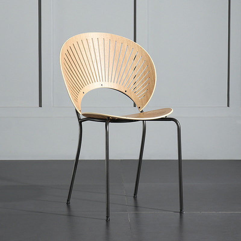 Industrial Metal Restaurant Dining Side Chair Matte Finish Open Back Dining Chair Wood 1 Piece Black Clearhalo ' kitchen&dining_furn' 'Dining Chairs' 'Dining Tables & Seating' 'dining_chair' 'furn' 'furn_dining_chair' 'Furniture' 'furniture_dining_chair' 'Kitchen & Dining Furniture' 'kitchen' 4040230