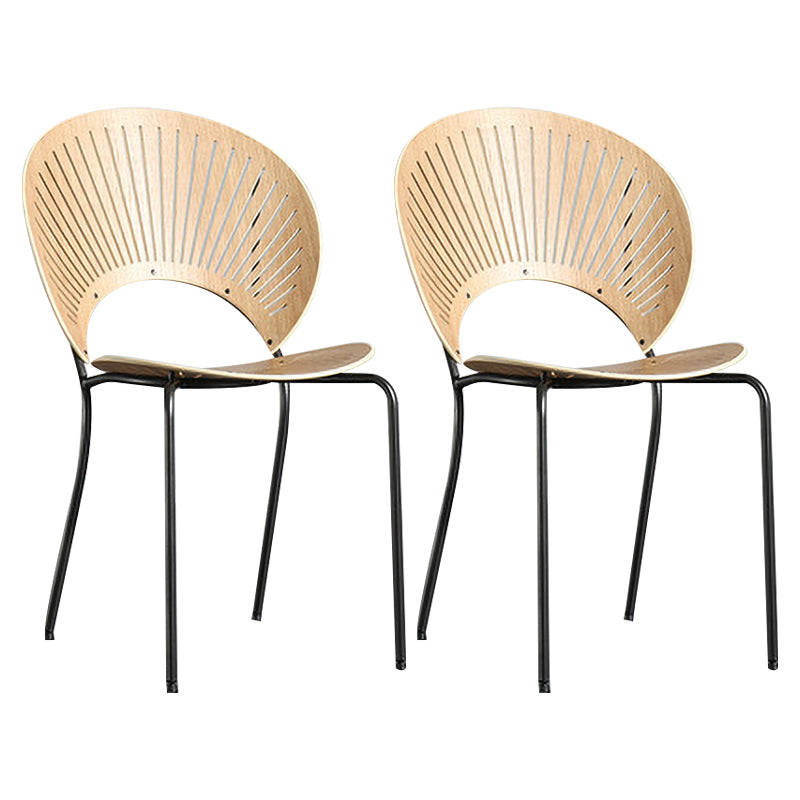 Industrial Metal Restaurant Dining Side Chair Matte Finish Open Back Dining Chair Wood 2 Piece Set Black Clearhalo ' kitchen&dining_furn' 'Dining Chairs' 'Dining Tables & Seating' 'dining_chair' 'furn' 'furn_dining_chair' 'Furniture' 'furniture_dining_chair' 'Kitchen & Dining Furniture' 'kitchen' 4040231