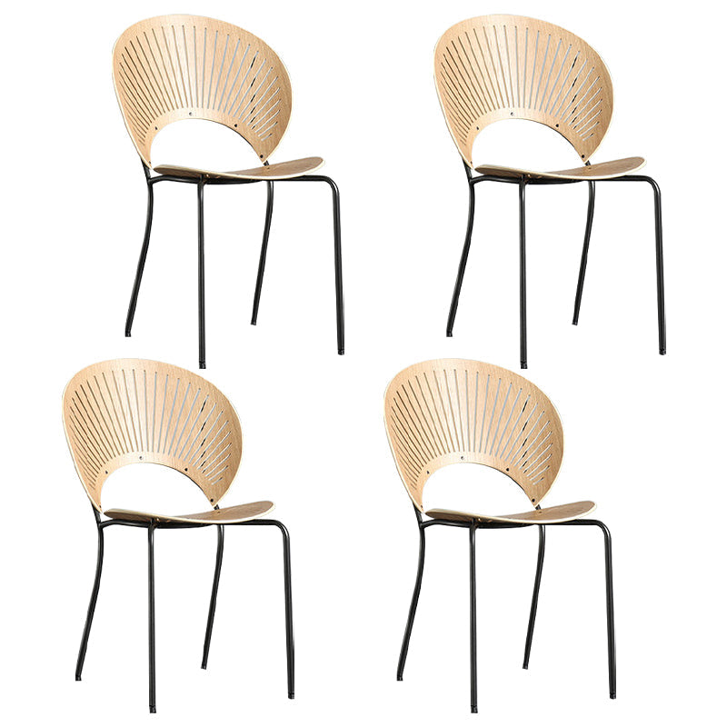 Industrial Metal Restaurant Dining Side Chair Matte Finish Open Back Dining Chair Wood 4 Piece Set Black Clearhalo ' kitchen&dining_furn' 'Dining Chairs' 'Dining Tables & Seating' 'dining_chair' 'furn' 'furn_dining_chair' 'Furniture' 'furniture_dining_chair' 'Kitchen & Dining Furniture' 'kitchen' 4040232