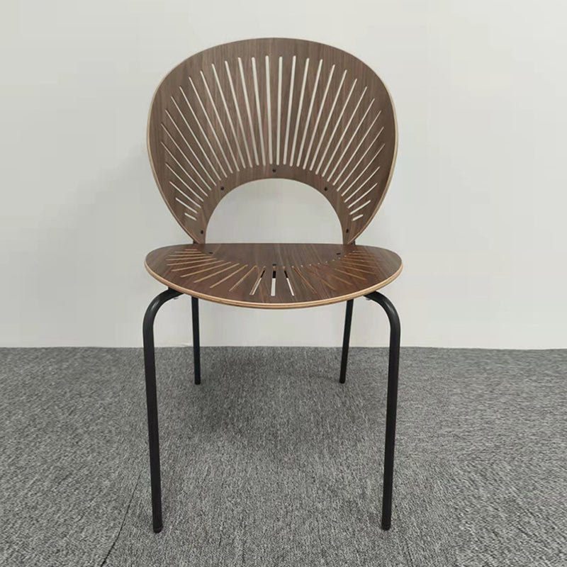 Industrial Metal Restaurant Dining Side Chair Matte Finish Open Back Dining Chair Walnut 1 Piece Black Clearhalo ' kitchen&dining_furn' 'Dining Chairs' 'Dining Tables & Seating' 'dining_chair' 'furn' 'furn_dining_chair' 'Furniture' 'furniture_dining_chair' 'Kitchen & Dining Furniture' 'kitchen' 4040233