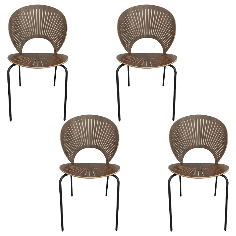 Industrial Metal Restaurant Dining Side Chair Matte Finish Open Back Dining Chair Walnut 4 Piece Set Black Clearhalo ' kitchen&dining_furn' 'Dining Chairs' 'Dining Tables & Seating' 'dining_chair' 'furn' 'furn_dining_chair' 'Furniture' 'furniture_dining_chair' 'Kitchen & Dining Furniture' 'kitchen' 4040235