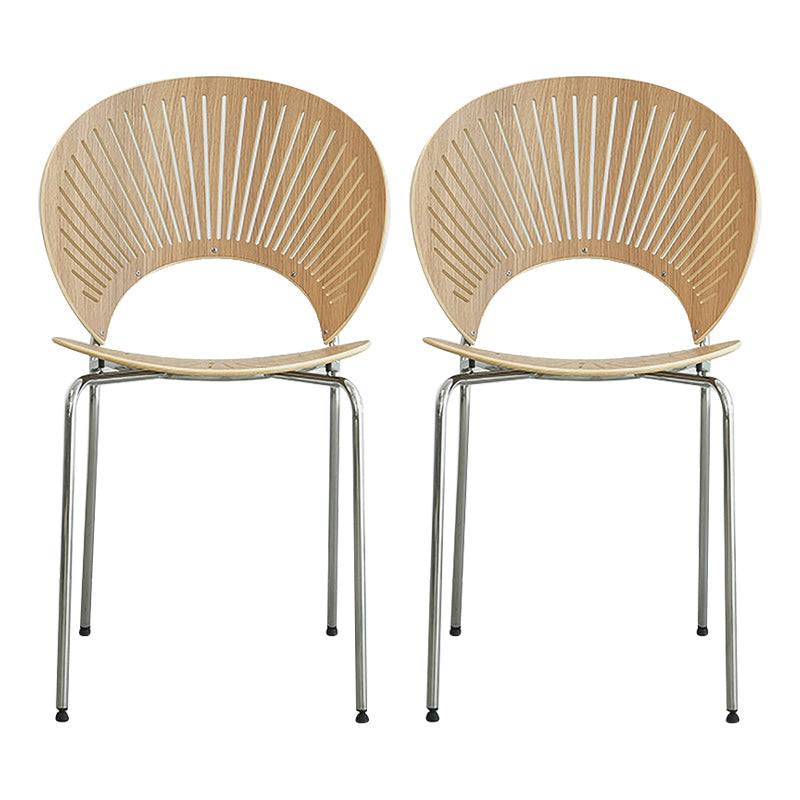 Industrial Metal Restaurant Dining Side Chair Matte Finish Open Back Dining Chair Wood 2 Piece Set Silver Clearhalo ' kitchen&dining_furn' 'Dining Chairs' 'Dining Tables & Seating' 'dining_chair' 'furn' 'furn_dining_chair' 'Furniture' 'furniture_dining_chair' 'Kitchen & Dining Furniture' 'kitchen' 4040240