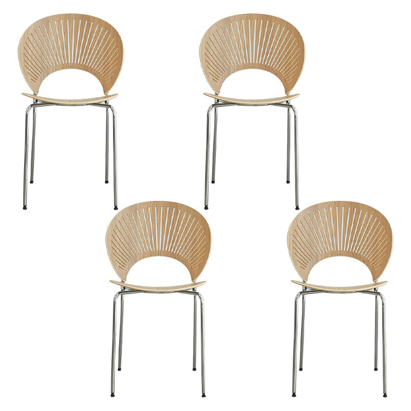 Industrial Metal Restaurant Dining Side Chair Matte Finish Open Back Dining Chair Wood 4 Piece Set Silver Clearhalo ' kitchen&dining_furn' 'Dining Chairs' 'Dining Tables & Seating' 'dining_chair' 'furn' 'furn_dining_chair' 'Furniture' 'furniture_dining_chair' 'Kitchen & Dining Furniture' 'kitchen' 4040241