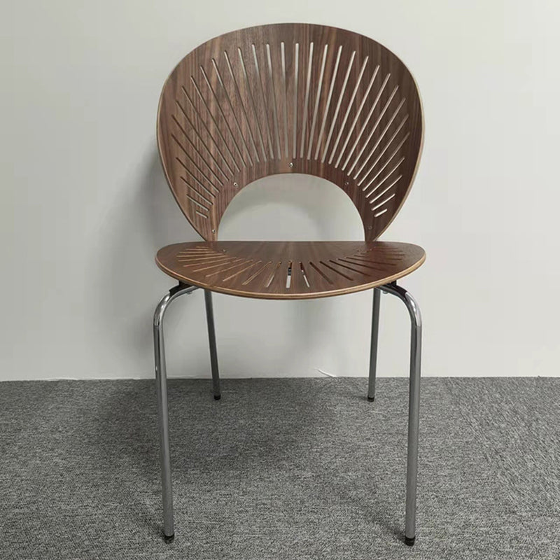 Industrial Metal Restaurant Dining Side Chair Matte Finish Open Back Dining Chair Walnut 1 Piece Silver Clearhalo ' kitchen&dining_furn' 'Dining Chairs' 'Dining Tables & Seating' 'dining_chair' 'furn' 'furn_dining_chair' 'Furniture' 'furniture_dining_chair' 'Kitchen & Dining Furniture' 'kitchen' 4040242