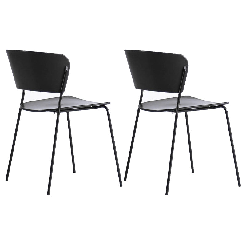 Contemporary Metal Stackable Chairs Kitchen Dining Room Open Back Side Chair Black 2 Piece Set Clearhalo ' kitchen&dining_furn' 'Dining Chairs' 'Dining Tables & Seating' 'dining_chair' 'furn' 'furn_dining_chair' 'Furniture' 'furniture_dining_chair' 'Kitchen & Dining Furniture' 'kitchen' 4040249
