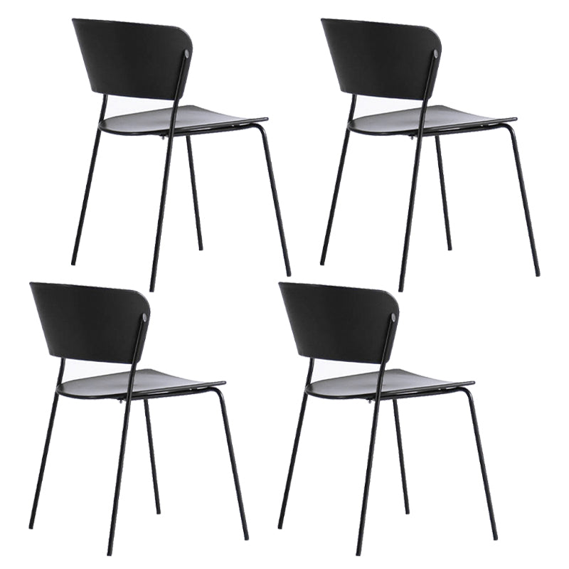 Contemporary Metal Stackable Chairs Kitchen Dining Room Open Back Side Chair Black 4 Piece Set Clearhalo ' kitchen&dining_furn' 'Dining Chairs' 'Dining Tables & Seating' 'dining_chair' 'furn' 'furn_dining_chair' 'Furniture' 'furniture_dining_chair' 'Kitchen & Dining Furniture' 'kitchen' 4040250