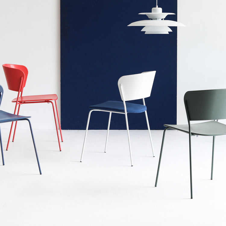 Contemporary Metal Stackable Chairs Kitchen Dining Room Open Back Side Chair Clearhalo ' kitchen&dining_furn' 'Dining Chairs' 'Dining Tables & Seating' 'dining_chair' 'furn' 'furn_dining_chair' 'Furniture' 'furniture_dining_chair' 'Kitchen & Dining Furniture' 'kitchen' 4040253