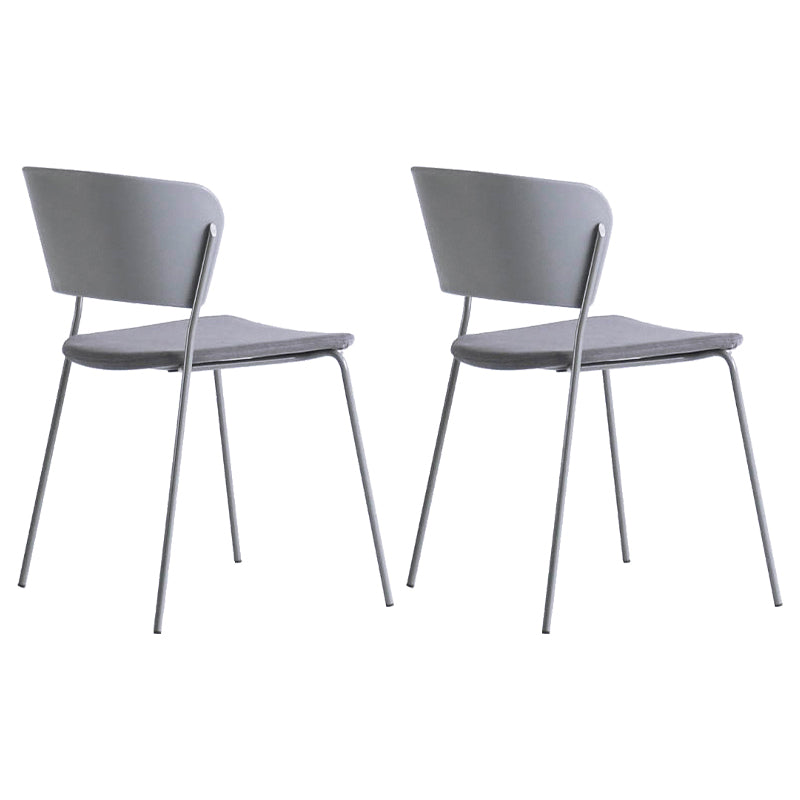 Contemporary Metal Stackable Chairs Kitchen Dining Room Open Back Side Chair Dark Gray 2 Piece Set Clearhalo ' kitchen&dining_furn' 'Dining Chairs' 'Dining Tables & Seating' 'dining_chair' 'furn' 'furn_dining_chair' 'Furniture' 'furniture_dining_chair' 'Kitchen & Dining Furniture' 'kitchen' 4040261