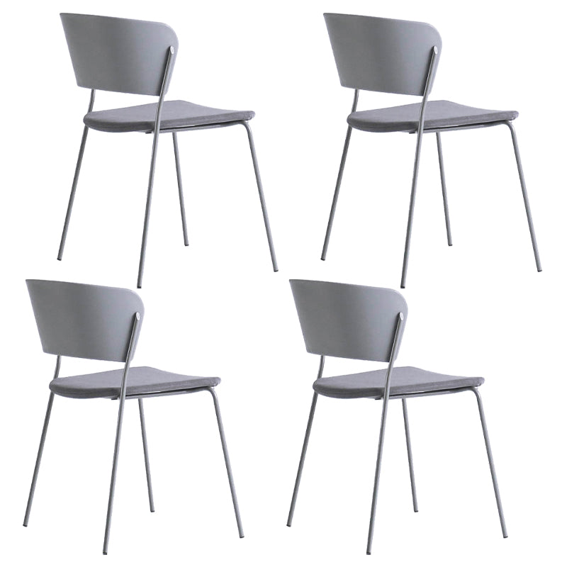 Contemporary Metal Stackable Chairs Kitchen Dining Room Open Back Side Chair Dark Gray 4 Piece Set Clearhalo ' kitchen&dining_furn' 'Dining Chairs' 'Dining Tables & Seating' 'dining_chair' 'furn' 'furn_dining_chair' 'Furniture' 'furniture_dining_chair' 'Kitchen & Dining Furniture' 'kitchen' 4040263