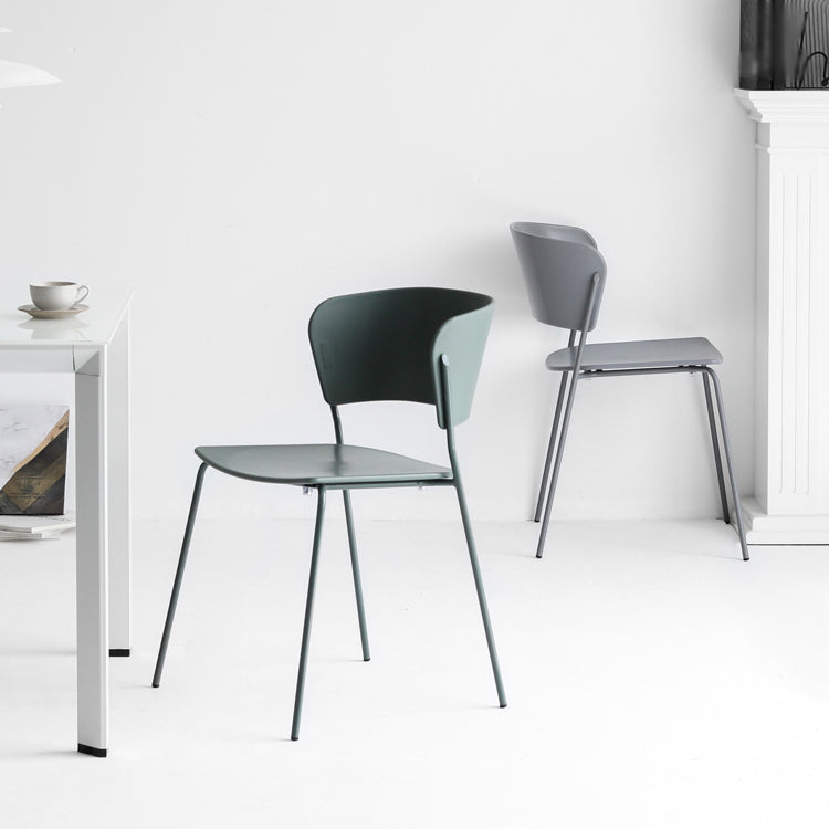 Contemporary Metal Stackable Chairs Kitchen Dining Room Open Back Side Chair Clearhalo ' kitchen&dining_furn' 'Dining Chairs' 'Dining Tables & Seating' 'dining_chair' 'furn' 'furn_dining_chair' 'Furniture' 'furniture_dining_chair' 'Kitchen & Dining Furniture' 'kitchen' 4040269