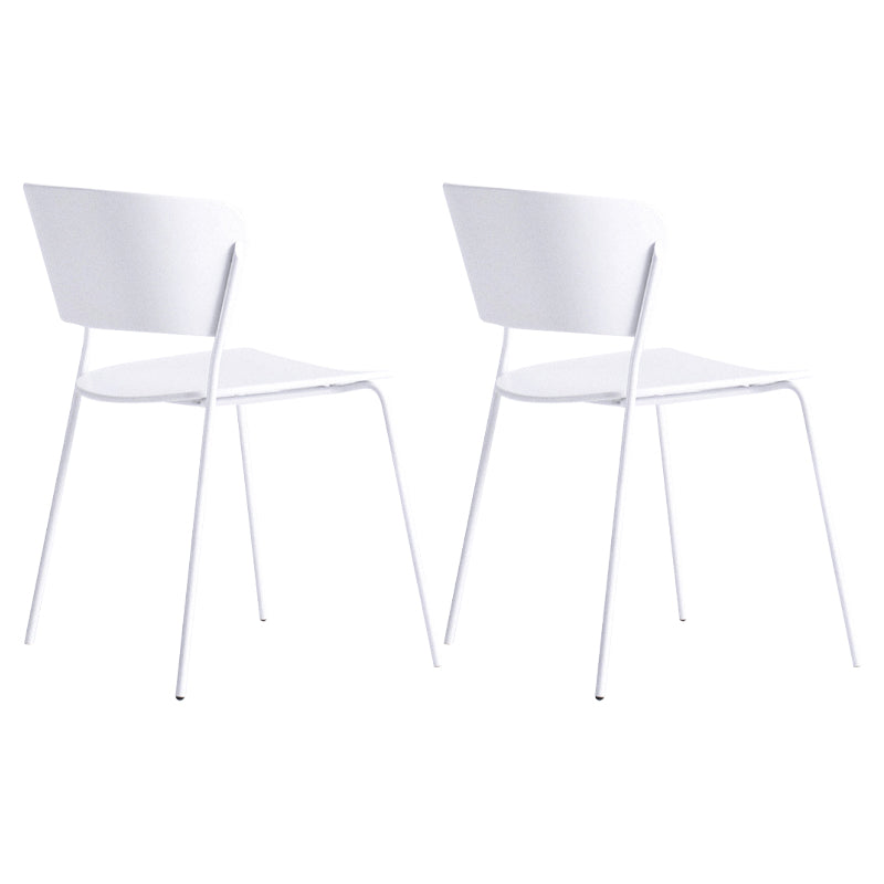 Contemporary Metal Stackable Chairs Kitchen Dining Room Open Back Side Chair White 2 Piece Set Clearhalo ' kitchen&dining_furn' 'Dining Chairs' 'Dining Tables & Seating' 'dining_chair' 'furn' 'furn_dining_chair' 'Furniture' 'furniture_dining_chair' 'Kitchen & Dining Furniture' 'kitchen' 4040271