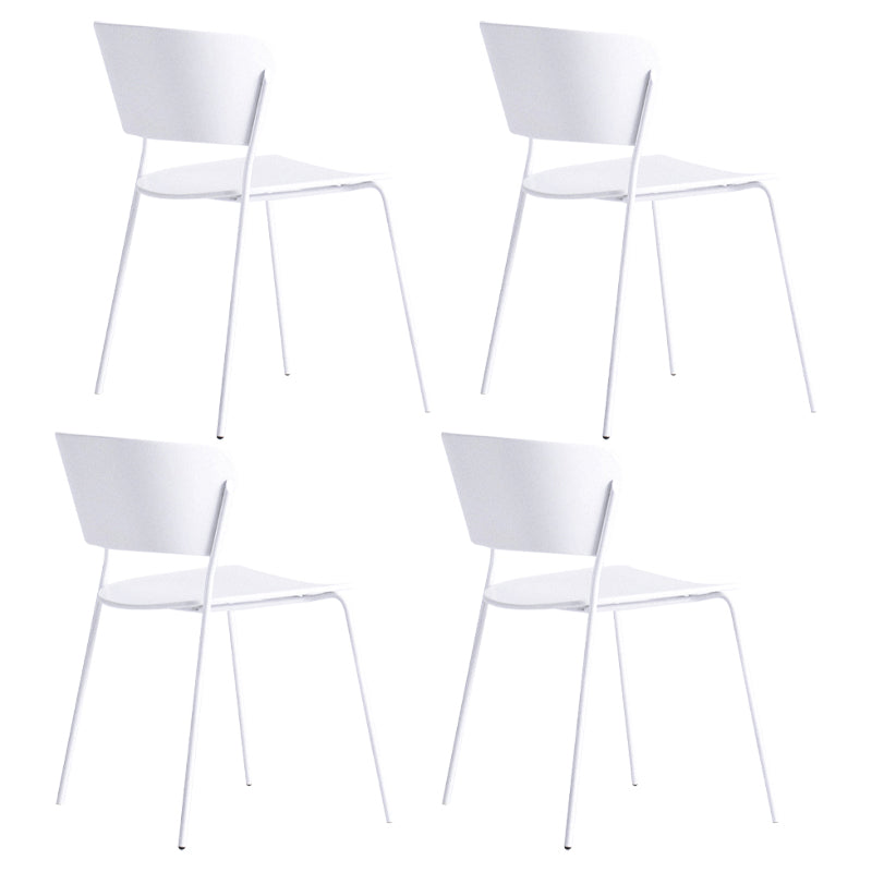 Contemporary Metal Stackable Chairs Kitchen Dining Room Open Back Side Chair White 4 Piece Set Clearhalo ' kitchen&dining_furn' 'Dining Chairs' 'Dining Tables & Seating' 'dining_chair' 'furn' 'furn_dining_chair' 'Furniture' 'furniture_dining_chair' 'Kitchen & Dining Furniture' 'kitchen' 4040272