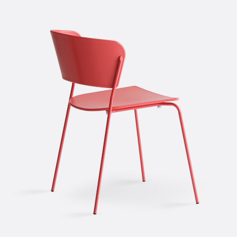 Contemporary Metal Stackable Chairs Kitchen Dining Room Open Back Side Chair Red 1 Piece Clearhalo ' kitchen&dining_furn' 'Dining Chairs' 'Dining Tables & Seating' 'dining_chair' 'furn' 'furn_dining_chair' 'Furniture' 'furniture_dining_chair' 'Kitchen & Dining Furniture' 'kitchen' 4040273