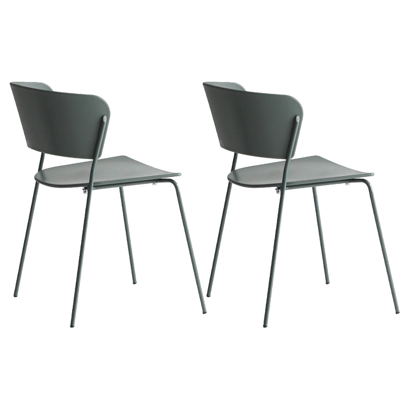 Contemporary Metal Stackable Chairs Kitchen Dining Room Open Back Side Chair Green 2 Piece Set Clearhalo ' kitchen&dining_furn' 'Dining Chairs' 'Dining Tables & Seating' 'dining_chair' 'furn' 'furn_dining_chair' 'Furniture' 'furniture_dining_chair' 'Kitchen & Dining Furniture' 'kitchen' 4040277