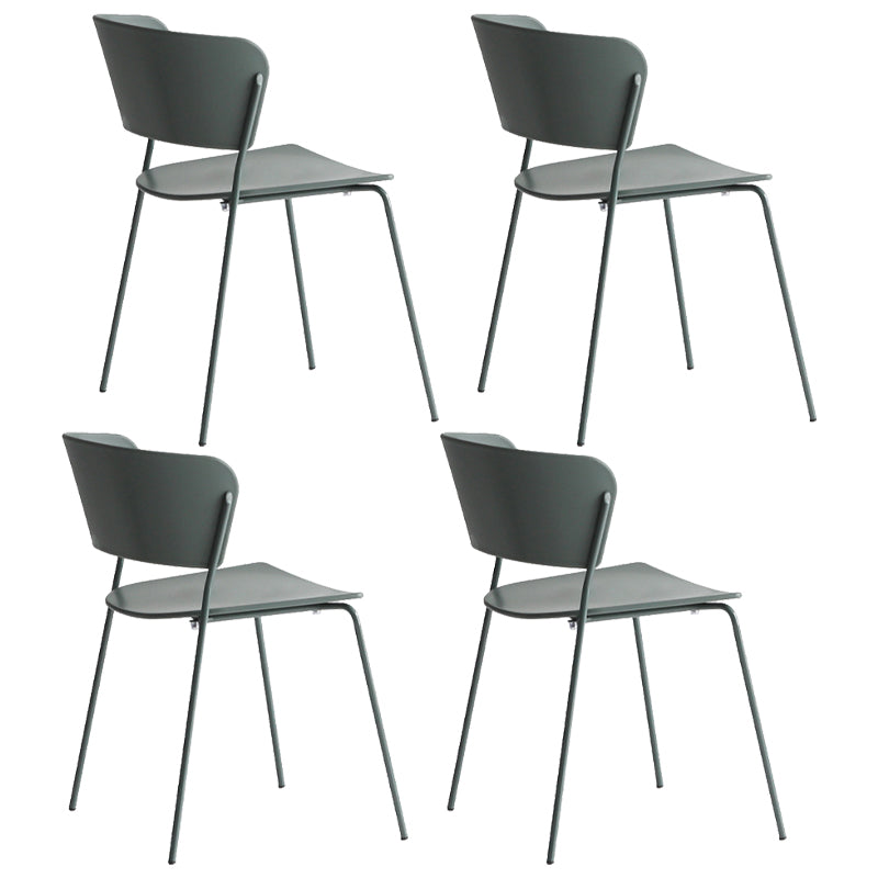 Contemporary Metal Stackable Chairs Kitchen Dining Room Open Back Side Chair Green 4 Piece Set Clearhalo ' kitchen&dining_furn' 'Dining Chairs' 'Dining Tables & Seating' 'dining_chair' 'furn' 'furn_dining_chair' 'Furniture' 'furniture_dining_chair' 'Kitchen & Dining Furniture' 'kitchen' 4040278