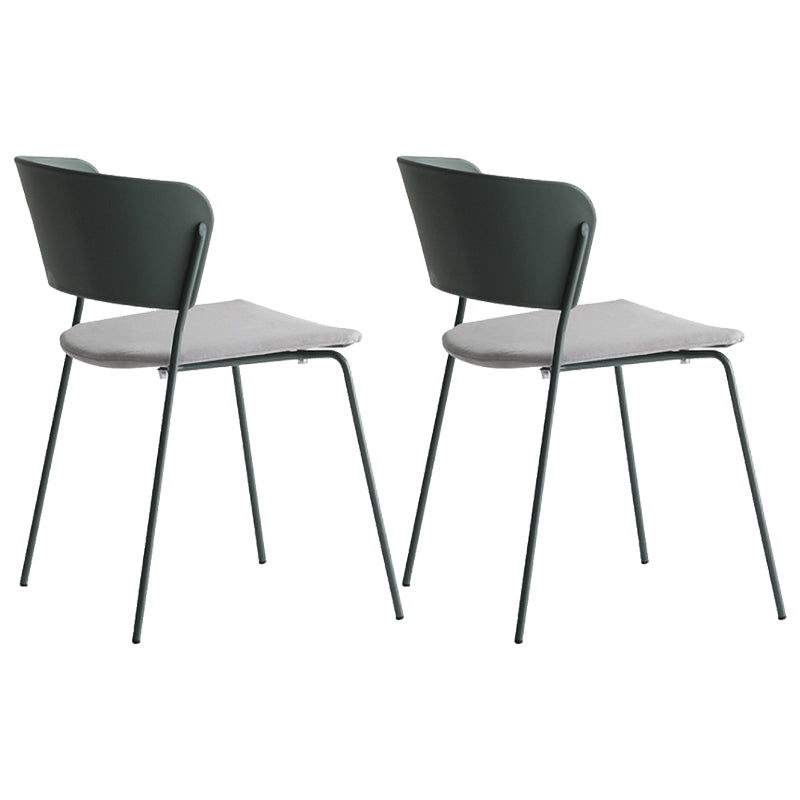 Contemporary Metal Stackable Chairs Kitchen Dining Room Open Back Side Chair Gray-Green 2 Piece Set Clearhalo ' kitchen&dining_furn' 'Dining Chairs' 'Dining Tables & Seating' 'dining_chair' 'furn' 'furn_dining_chair' 'Furniture' 'furniture_dining_chair' 'Kitchen & Dining Furniture' 'kitchen' 4040280