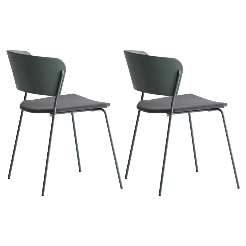 Contemporary Metal Stackable Chairs Kitchen Dining Room Open Back Side Chair Army Green 2 Piece Set Clearhalo ' kitchen&dining_furn' 'Dining Chairs' 'Dining Tables & Seating' 'dining_chair' 'furn' 'furn_dining_chair' 'Furniture' 'furniture_dining_chair' 'Kitchen & Dining Furniture' 'kitchen' 4040283