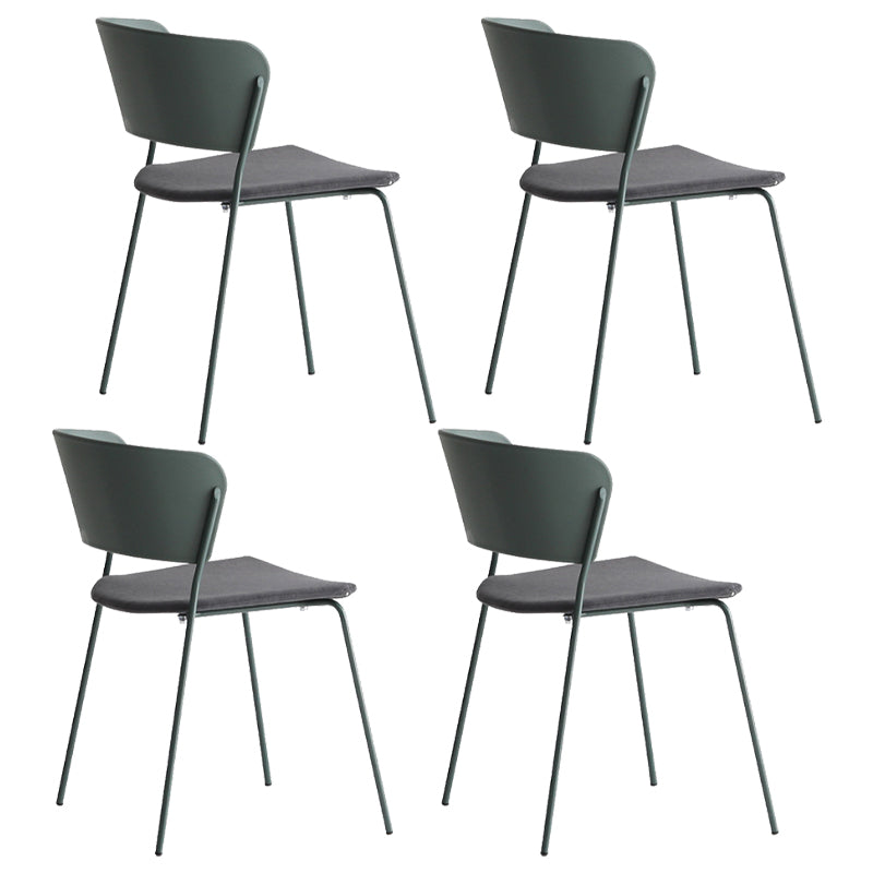 Contemporary Metal Stackable Chairs Kitchen Dining Room Open Back Side Chair Army Green 4 Piece Set Clearhalo ' kitchen&dining_furn' 'Dining Chairs' 'Dining Tables & Seating' 'dining_chair' 'furn' 'furn_dining_chair' 'Furniture' 'furniture_dining_chair' 'Kitchen & Dining Furniture' 'kitchen' 4040284