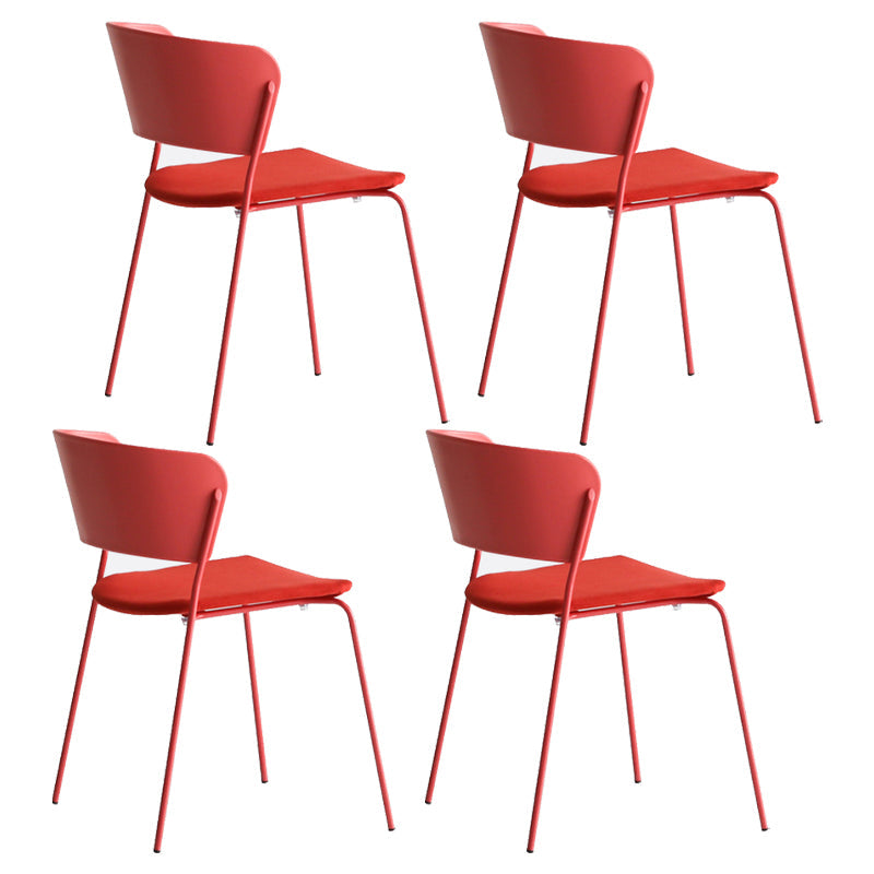 Contemporary Metal Stackable Chairs Kitchen Dining Room Open Back Side Chair Coral 4 Piece Set Clearhalo ' kitchen&dining_furn' 'Dining Chairs' 'Dining Tables & Seating' 'dining_chair' 'furn' 'furn_dining_chair' 'Furniture' 'furniture_dining_chair' 'Kitchen & Dining Furniture' 'kitchen' 4040287