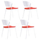 Contemporary Metal Stackable Chairs Kitchen Dining Room Open Back Side Chair White-Red 4 Piece Set Clearhalo ' kitchen&dining_furn' 'Dining Chairs' 'Dining Tables & Seating' 'dining_chair' 'furn' 'furn_dining_chair' 'Furniture' 'furniture_dining_chair' 'Kitchen & Dining Furniture' 'kitchen' 4040290