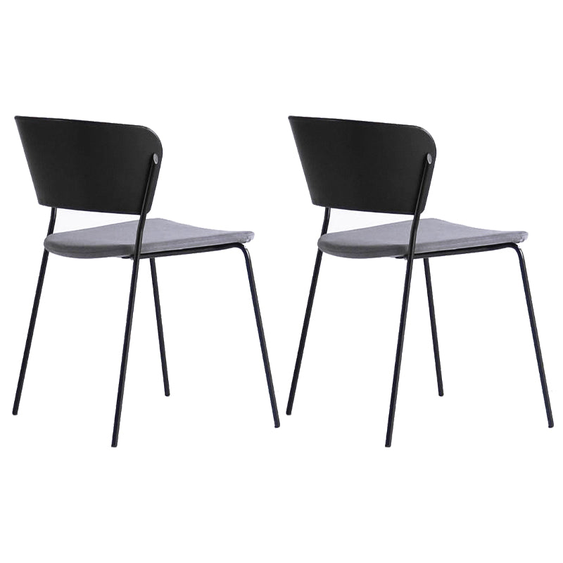Contemporary Metal Stackable Chairs Kitchen Dining Room Open Back Side Chair Dark Gray-Black 2 Piece Set Clearhalo ' kitchen&dining_furn' 'Dining Chairs' 'Dining Tables & Seating' 'dining_chair' 'furn' 'furn_dining_chair' 'Furniture' 'furniture_dining_chair' 'Kitchen & Dining Furniture' 'kitchen' 4040292