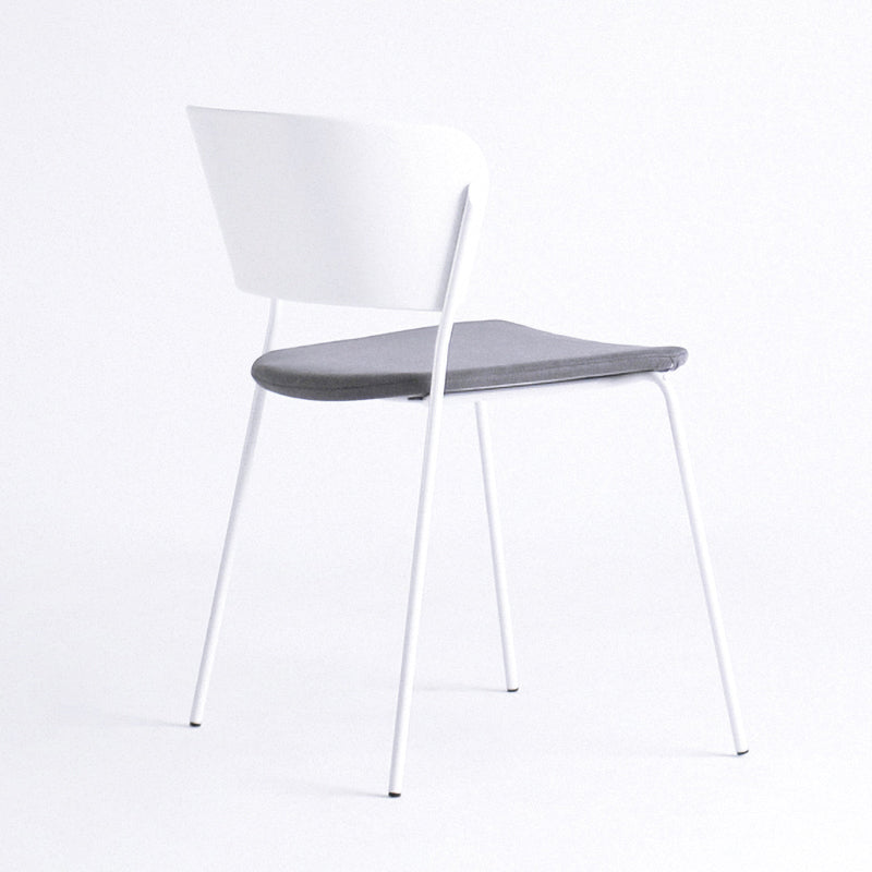 Contemporary Metal Stackable Chairs Kitchen Dining Room Open Back Side Chair Dark Gray-White 1 Piece Clearhalo ' kitchen&dining_furn' 'Dining Chairs' 'Dining Tables & Seating' 'dining_chair' 'furn' 'furn_dining_chair' 'Furniture' 'furniture_dining_chair' 'Kitchen & Dining Furniture' 'kitchen' 4040294