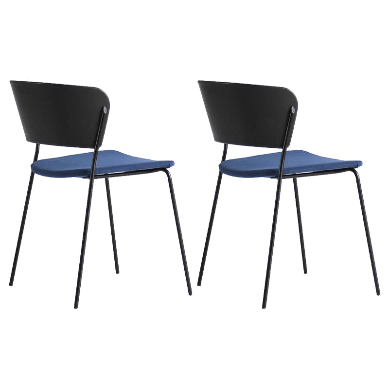 Contemporary Metal Stackable Chairs Kitchen Dining Room Open Back Side Chair Dark Blue-Black 2 Piece Set Clearhalo ' kitchen&dining_furn' 'Dining Chairs' 'Dining Tables & Seating' 'dining_chair' 'furn' 'furn_dining_chair' 'Furniture' 'furniture_dining_chair' 'Kitchen & Dining Furniture' 'kitchen' 4040298