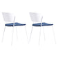 Contemporary Metal Stackable Chairs Kitchen Dining Room Open Back Side Chair Dark Blue-White 2 Piece Set Clearhalo ' kitchen&dining_furn' 'Dining Chairs' 'Dining Tables & Seating' 'dining_chair' 'furn' 'furn_dining_chair' 'Furniture' 'furniture_dining_chair' 'Kitchen & Dining Furniture' 'kitchen' 4040301