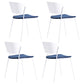 Contemporary Metal Stackable Chairs Kitchen Dining Room Open Back Side Chair Dark Blue-White 4 Piece Set Clearhalo ' kitchen&dining_furn' 'Dining Chairs' 'Dining Tables & Seating' 'dining_chair' 'furn' 'furn_dining_chair' 'Furniture' 'furniture_dining_chair' 'Kitchen & Dining Furniture' 'kitchen' 4040302