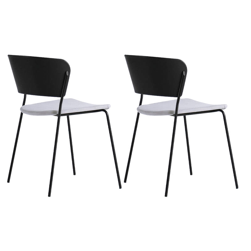 Contemporary Metal Stackable Chairs Kitchen Dining Room Open Back Side Chair Light Gray-Black 2 Piece Set Clearhalo ' kitchen&dining_furn' 'Dining Chairs' 'Dining Tables & Seating' 'dining_chair' 'furn' 'furn_dining_chair' 'Furniture' 'furniture_dining_chair' 'Kitchen & Dining Furniture' 'kitchen' 4040304