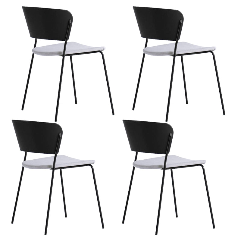 Contemporary Metal Stackable Chairs Kitchen Dining Room Open Back Side Chair Light Gray-Black 4 Piece Set Clearhalo ' kitchen&dining_furn' 'Dining Chairs' 'Dining Tables & Seating' 'dining_chair' 'furn' 'furn_dining_chair' 'Furniture' 'furniture_dining_chair' 'Kitchen & Dining Furniture' 'kitchen' 4040305