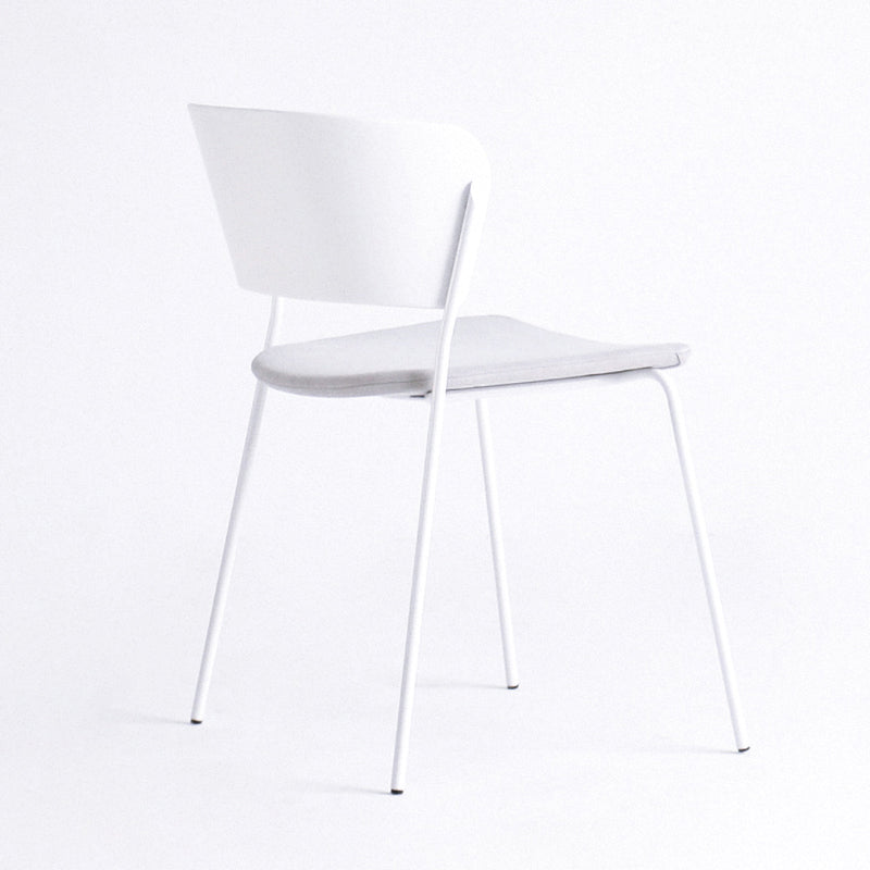 Contemporary Metal Stackable Chairs Kitchen Dining Room Open Back Side Chair Light Gray-White 1 Piece Clearhalo ' kitchen&dining_furn' 'Dining Chairs' 'Dining Tables & Seating' 'dining_chair' 'furn' 'furn_dining_chair' 'Furniture' 'furniture_dining_chair' 'Kitchen & Dining Furniture' 'kitchen' 4040306