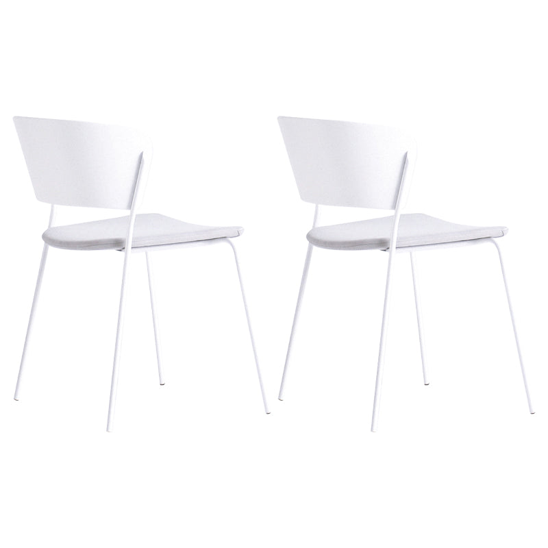 Contemporary Metal Stackable Chairs Kitchen Dining Room Open Back Side Chair Light Gray-White 2 Piece Set Clearhalo ' kitchen&dining_furn' 'Dining Chairs' 'Dining Tables & Seating' 'dining_chair' 'furn' 'furn_dining_chair' 'Furniture' 'furniture_dining_chair' 'Kitchen & Dining Furniture' 'kitchen' 4040307