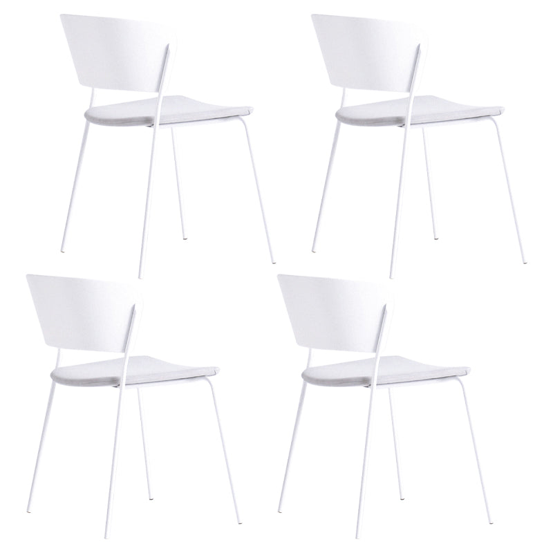 Contemporary Metal Stackable Chairs Kitchen Dining Room Open Back Side Chair Light Gray-White 4 Piece Set Clearhalo ' kitchen&dining_furn' 'Dining Chairs' 'Dining Tables & Seating' 'dining_chair' 'furn' 'furn_dining_chair' 'Furniture' 'furniture_dining_chair' 'Kitchen & Dining Furniture' 'kitchen' 4040308