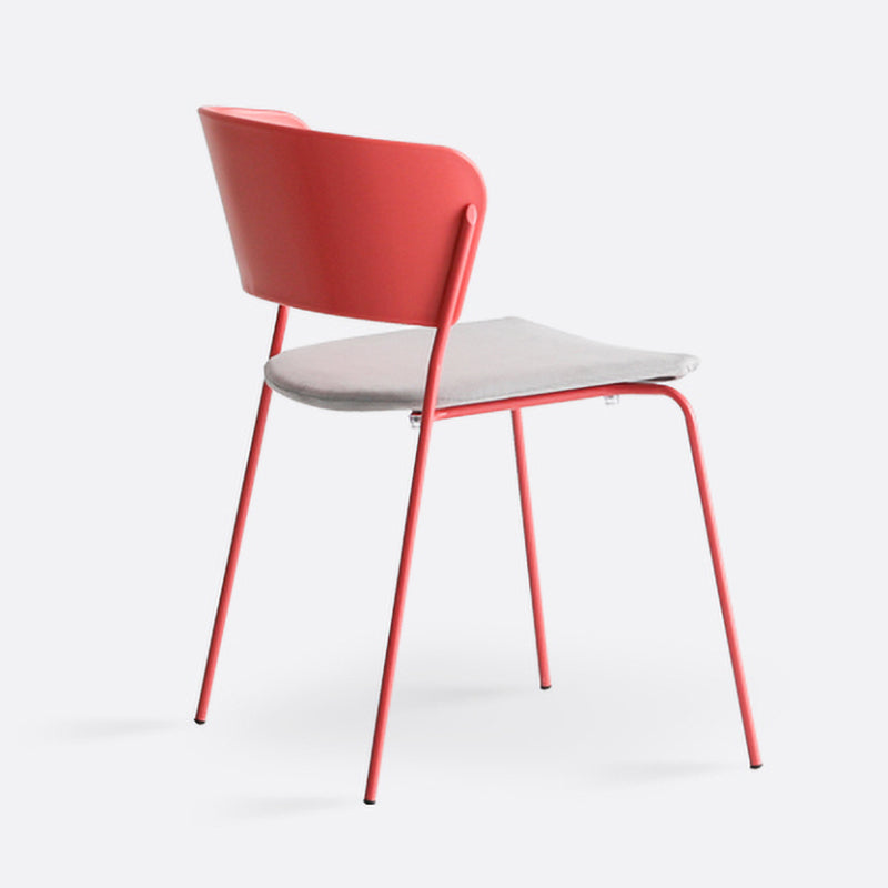 Contemporary Metal Stackable Chairs Kitchen Dining Room Open Back Side Chair Ligth Gray-Red 1 Piece Clearhalo ' kitchen&dining_furn' 'Dining Chairs' 'Dining Tables & Seating' 'dining_chair' 'furn' 'furn_dining_chair' 'Furniture' 'furniture_dining_chair' 'Kitchen & Dining Furniture' 'kitchen' 4040309