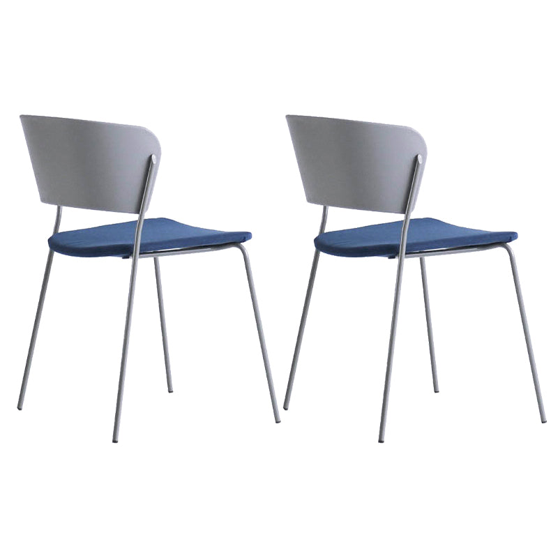 Contemporary Metal Stackable Chairs Kitchen Dining Room Open Back Side Chair Navy Blue 2 Piece Set Clearhalo ' kitchen&dining_furn' 'Dining Chairs' 'Dining Tables & Seating' 'dining_chair' 'furn' 'furn_dining_chair' 'Furniture' 'furniture_dining_chair' 'Kitchen & Dining Furniture' 'kitchen' 4040313