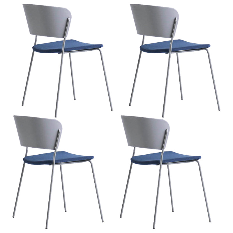 Contemporary Metal Stackable Chairs Kitchen Dining Room Open Back Side Chair Navy Blue 4 Piece Set Clearhalo ' kitchen&dining_furn' 'Dining Chairs' 'Dining Tables & Seating' 'dining_chair' 'furn' 'furn_dining_chair' 'Furniture' 'furniture_dining_chair' 'Kitchen & Dining Furniture' 'kitchen' 4040314