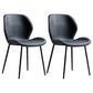 Scandinavian Leather Home Side Chair Matte Finish Wingback Dining Chair (Set of 2) Matte Black Black Clearhalo ' kitchen&dining_furn' 'Dining Chairs' 'Dining Tables & Seating' 'dining_chair' 'furn' 'furn_dining_chair' 'Furniture' 'furniture_dining_chair' 'Kitchen & Dining Furniture' 'kitchen' 4040317